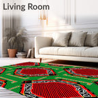 Bold Geometric Red Black Pattern Rug
