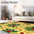 Festive Holly Swirl Pattern Rug