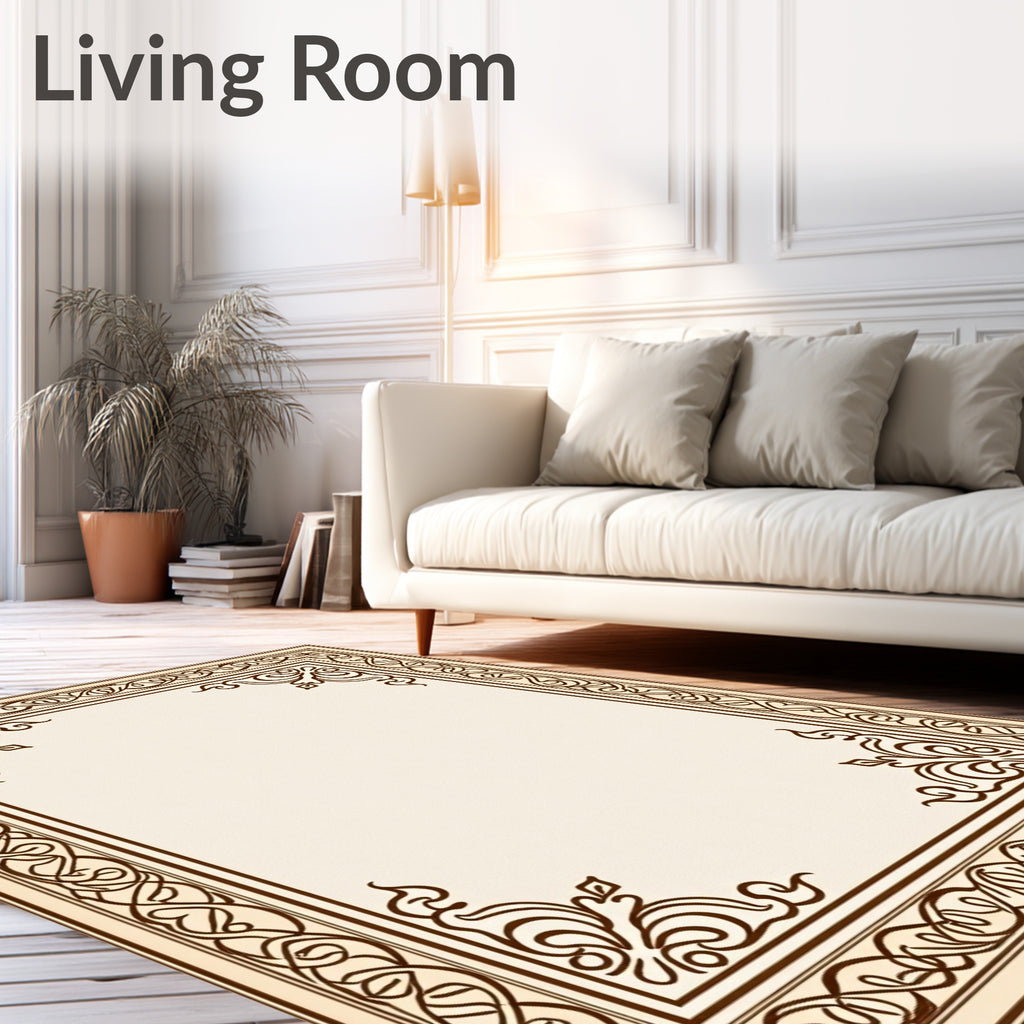 Classic Ornamental Arabesque Border Design Rug