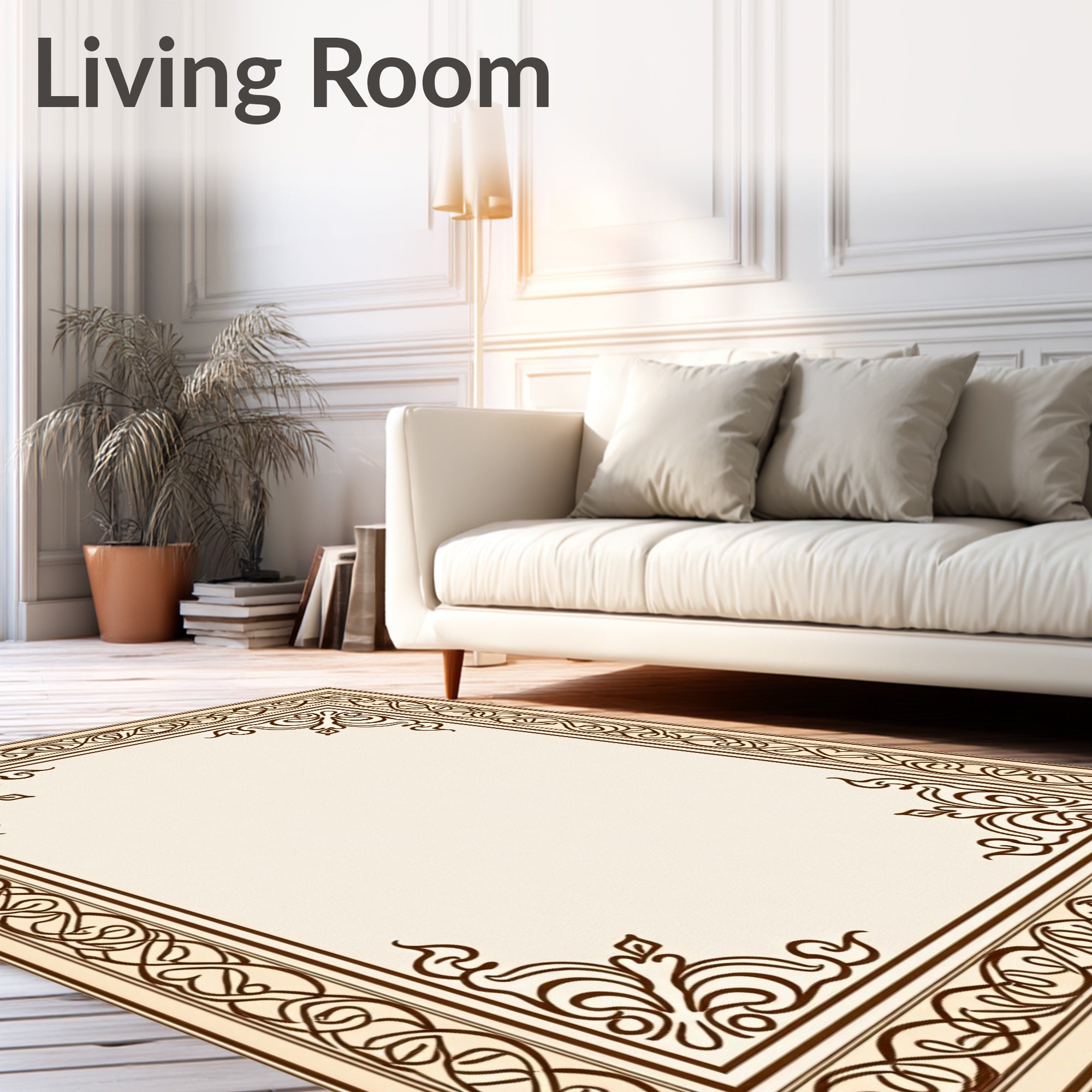 Classic Ornamental Arabesque Border Design Rug