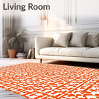 Abstract Orange Geometric Pattern Rug