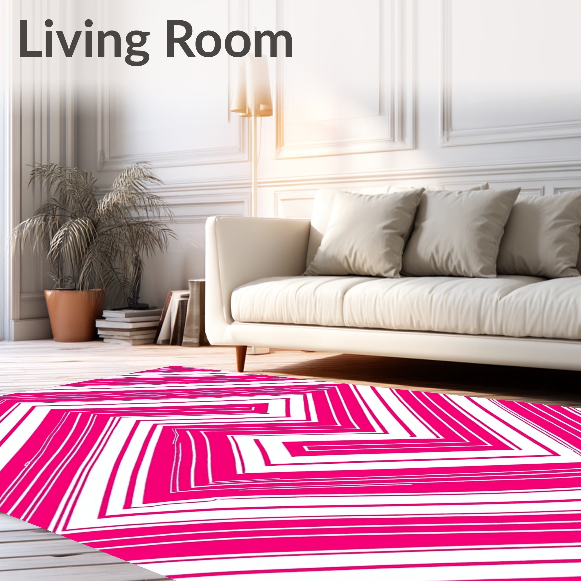 Bold Pink Geometric Stripe Pattern Rug