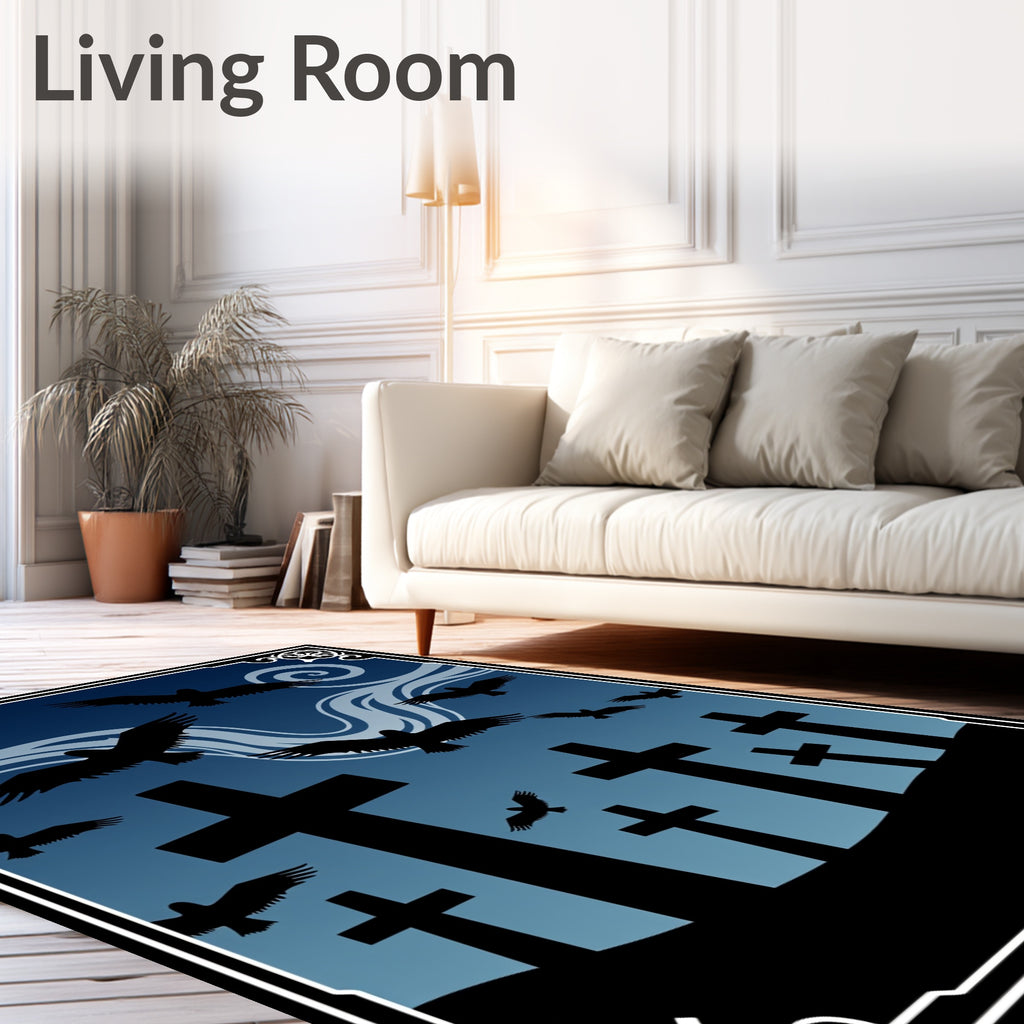 Cemetery Birds And Stormy Sky Design Rug