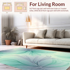 Soft Teal Floral Petal Design Rug