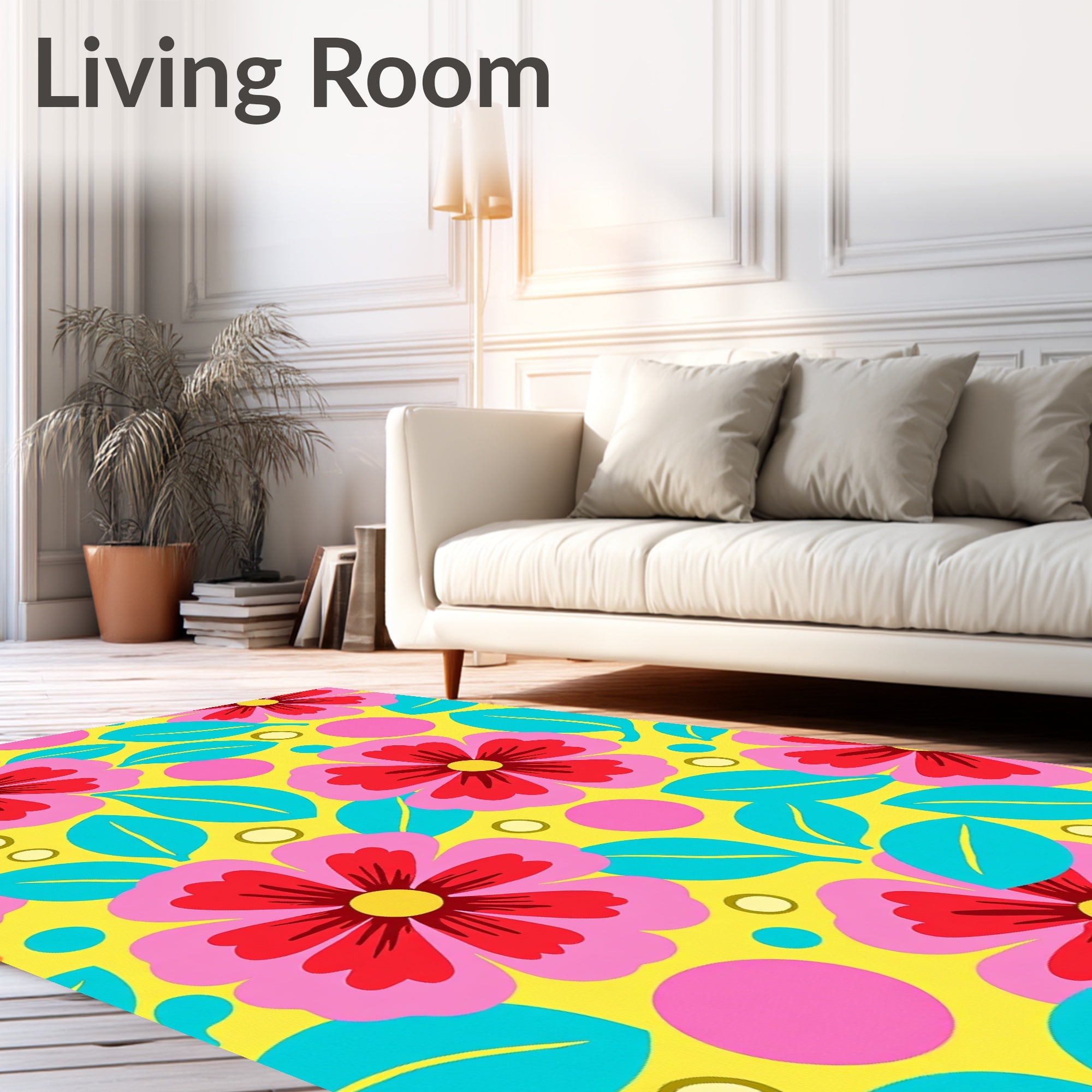 Retro Floral Pop Art Pattern Rug