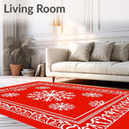 Red Snowflake Festive Pattern Rug