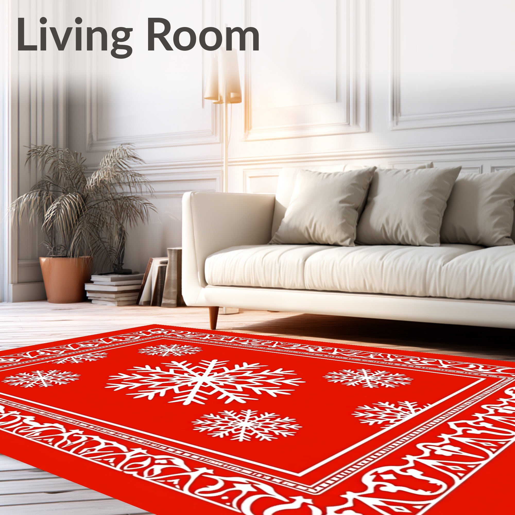 Red Snowflake Festive Pattern Rug