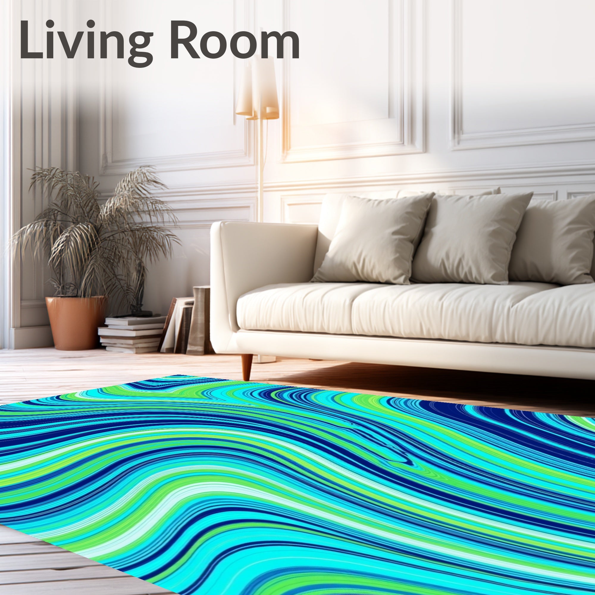 Abstract Swirl Blue Green Psychedelic Rug