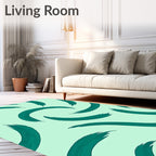 Teal Brush Stroke Pattern Rug