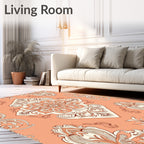 Ornate Floral Paisley Pattern Peach Rug