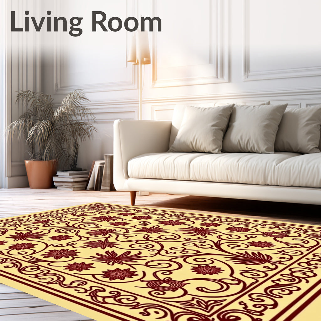 Ornate Floral Scrollwork Pattern Rug