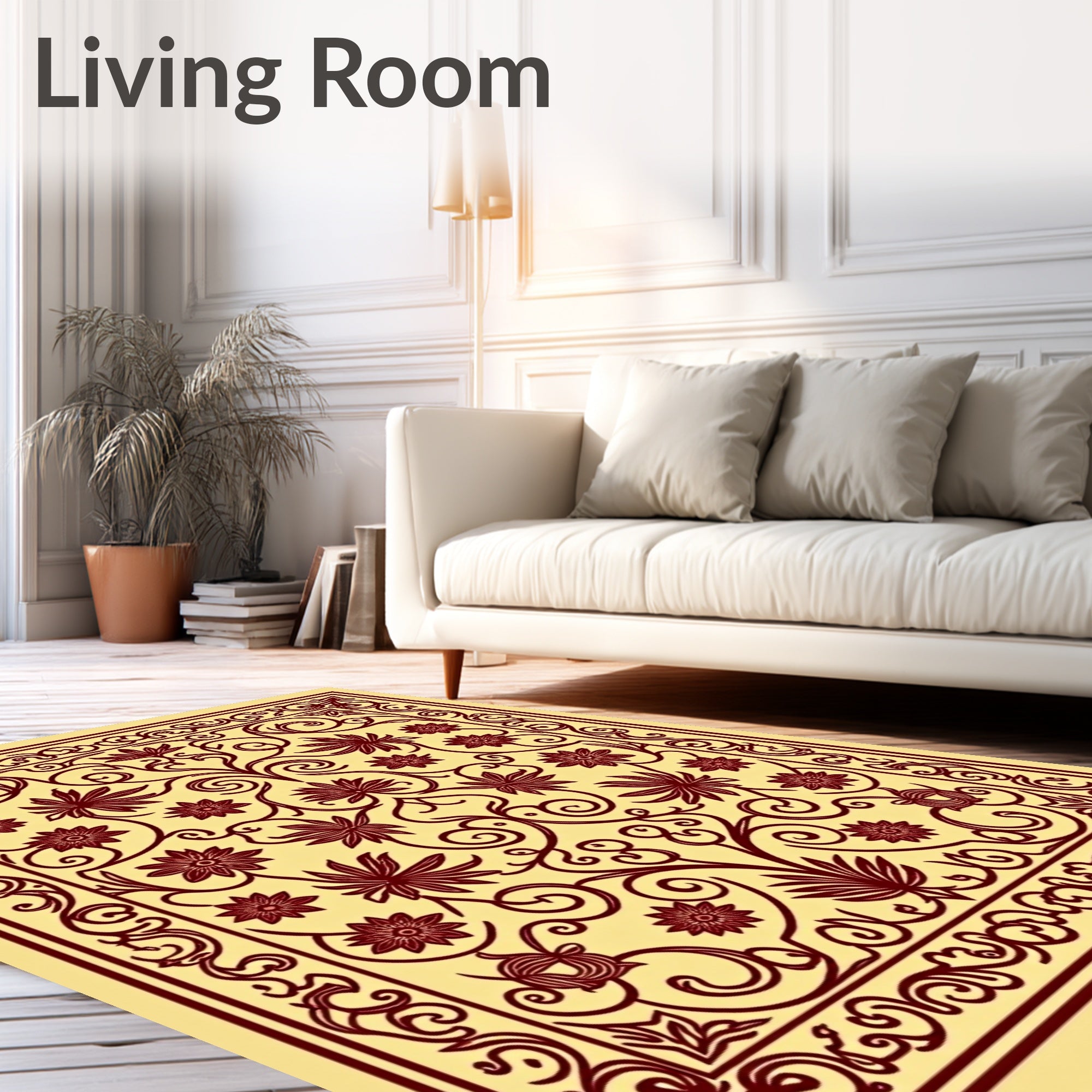 Ornate Floral Scrollwork Pattern Rug