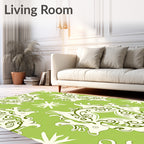 Nature Inspired Baroque Green Scroll Rug