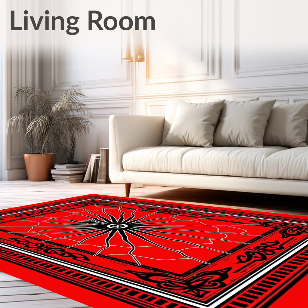 Bold Spiderweb And Floral Motif Rug