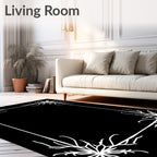 Ornate Snowflake Inspired Border Design Rug