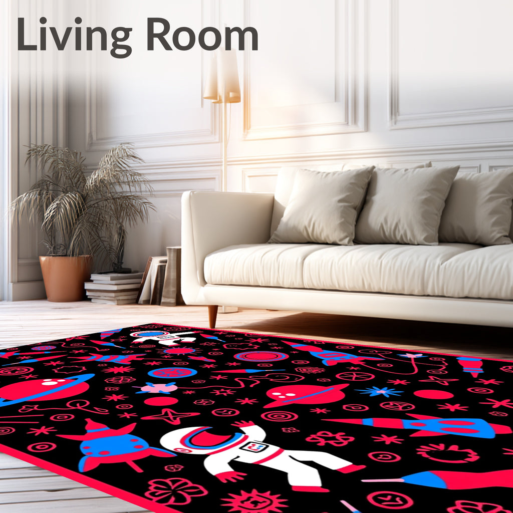 Cosmic Astronaut Rocket Planet Repeating Rug