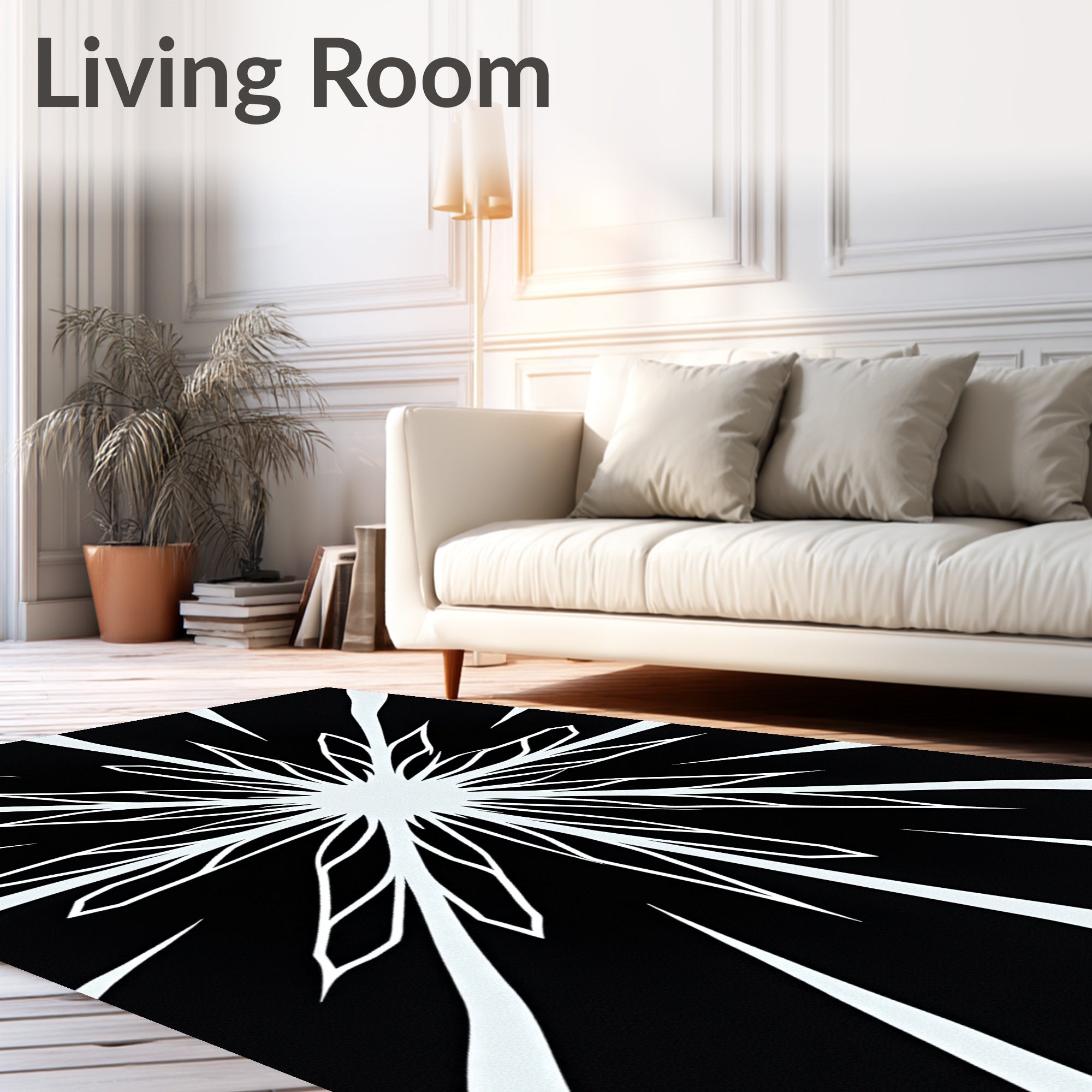 Striking Geometric Starburst Illusion Rug