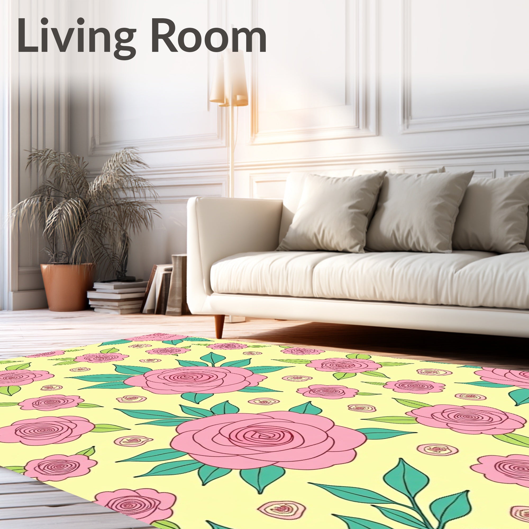 Pink Rose Garden Pattern Rug