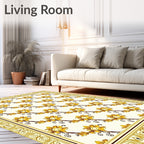 Golden Floral Vine Pattern Rug