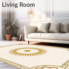 Golden Sunburst Circular Classic Design Rug