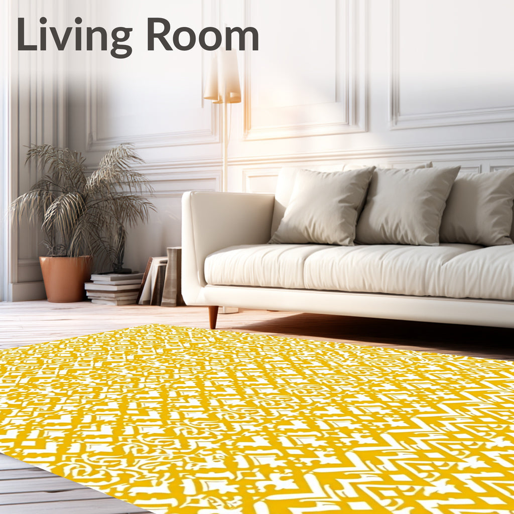 Golden Abstract Geometric Stripe Pattern Rug