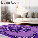 Ornate Violet Floral Medallion Rug