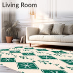 Green Diamond Starburst Folk Pattern Rug