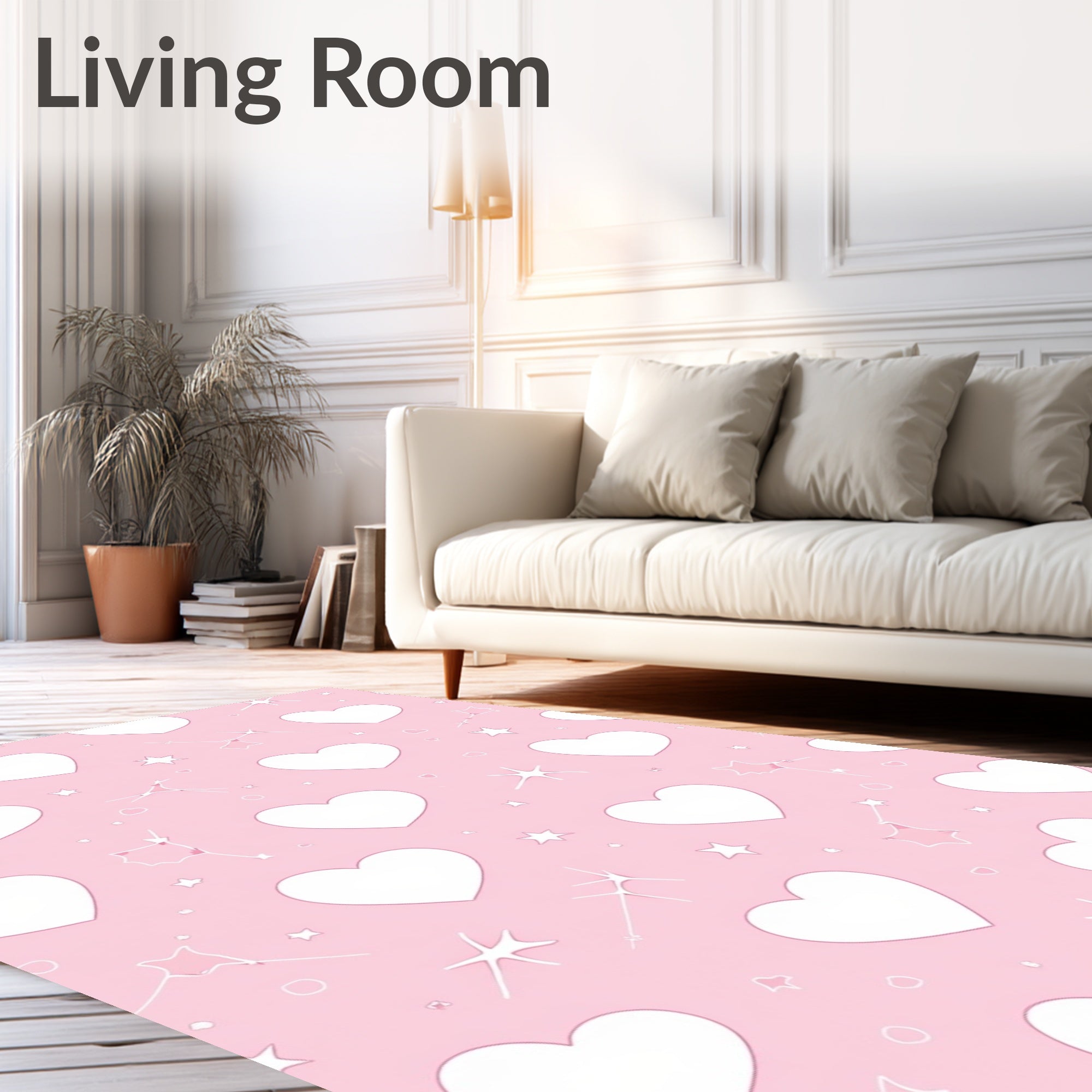 Pink Hearts Sparkle Pattern Rug
