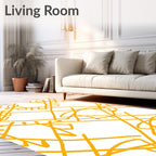 Abstract Yellow Geometric Net Rug