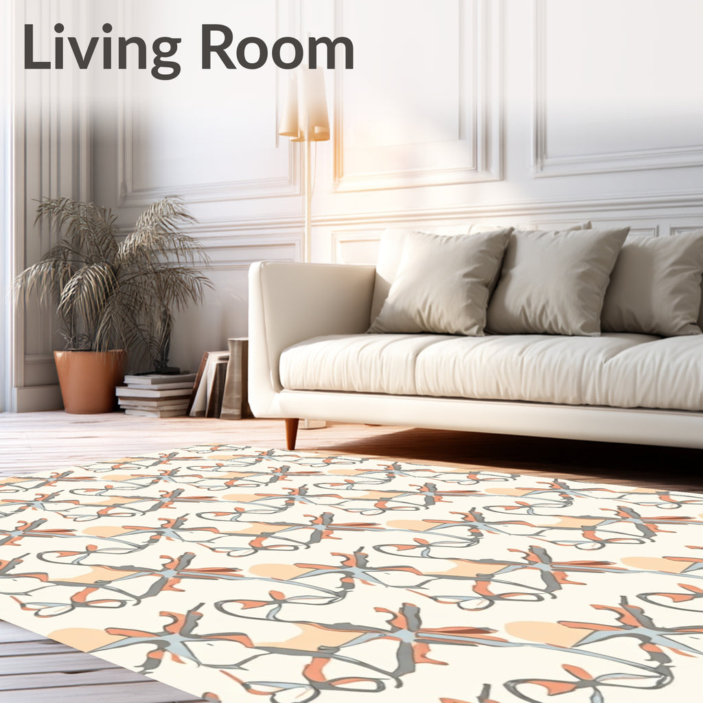 Abstract Organic Coral And Gray Design Rug