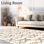 Abstract Organic Coral And Gray Design Rug