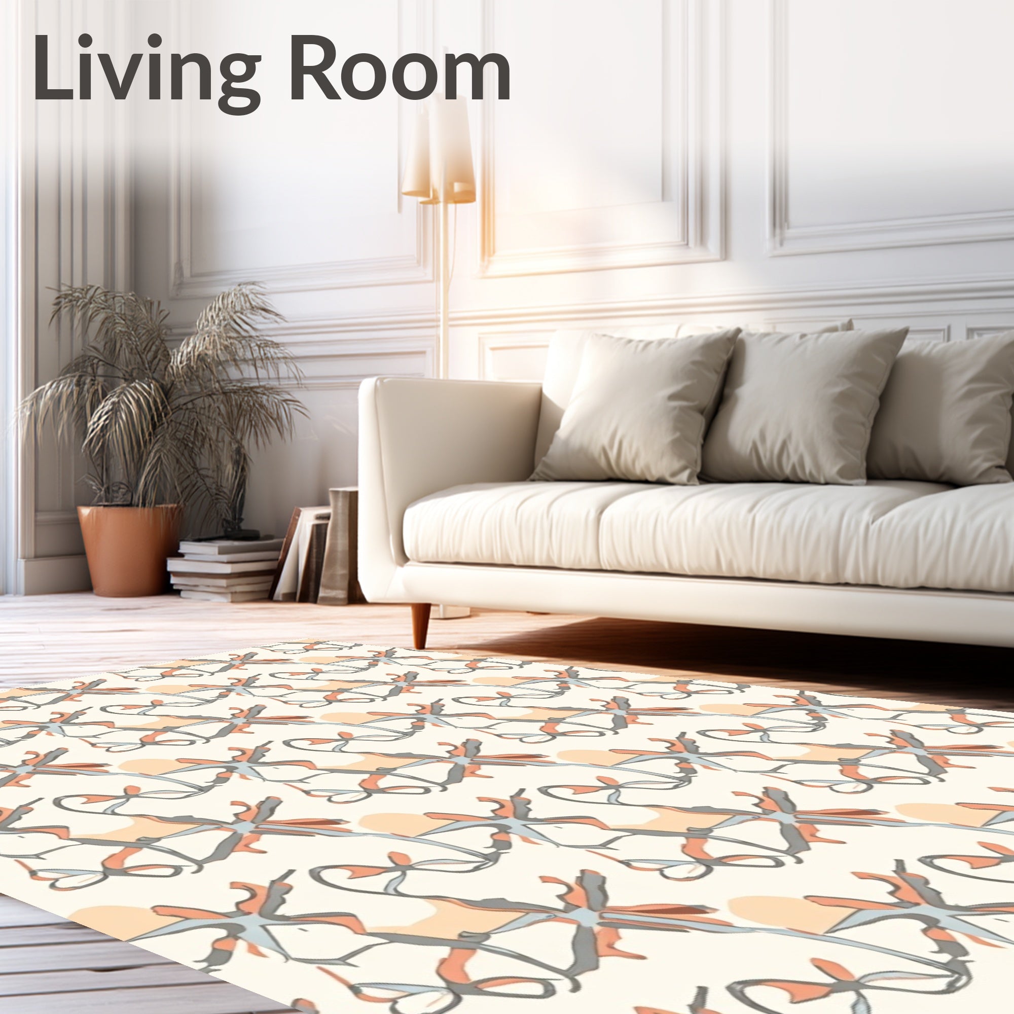 Abstract Organic Coral And Gray Design Rug
