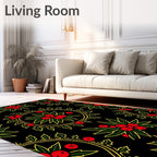 Festive Holly Berry Round Pattern Rug