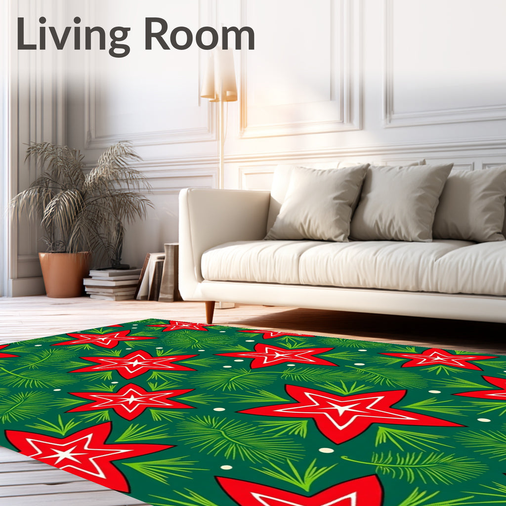 Red Star Pine Needle Pattern Rug