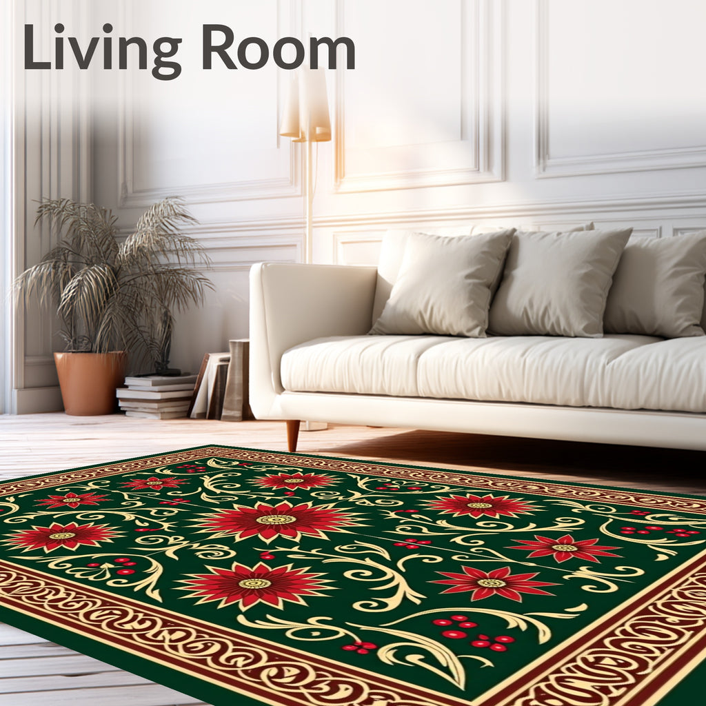 Ornate Floral Border Design Rug