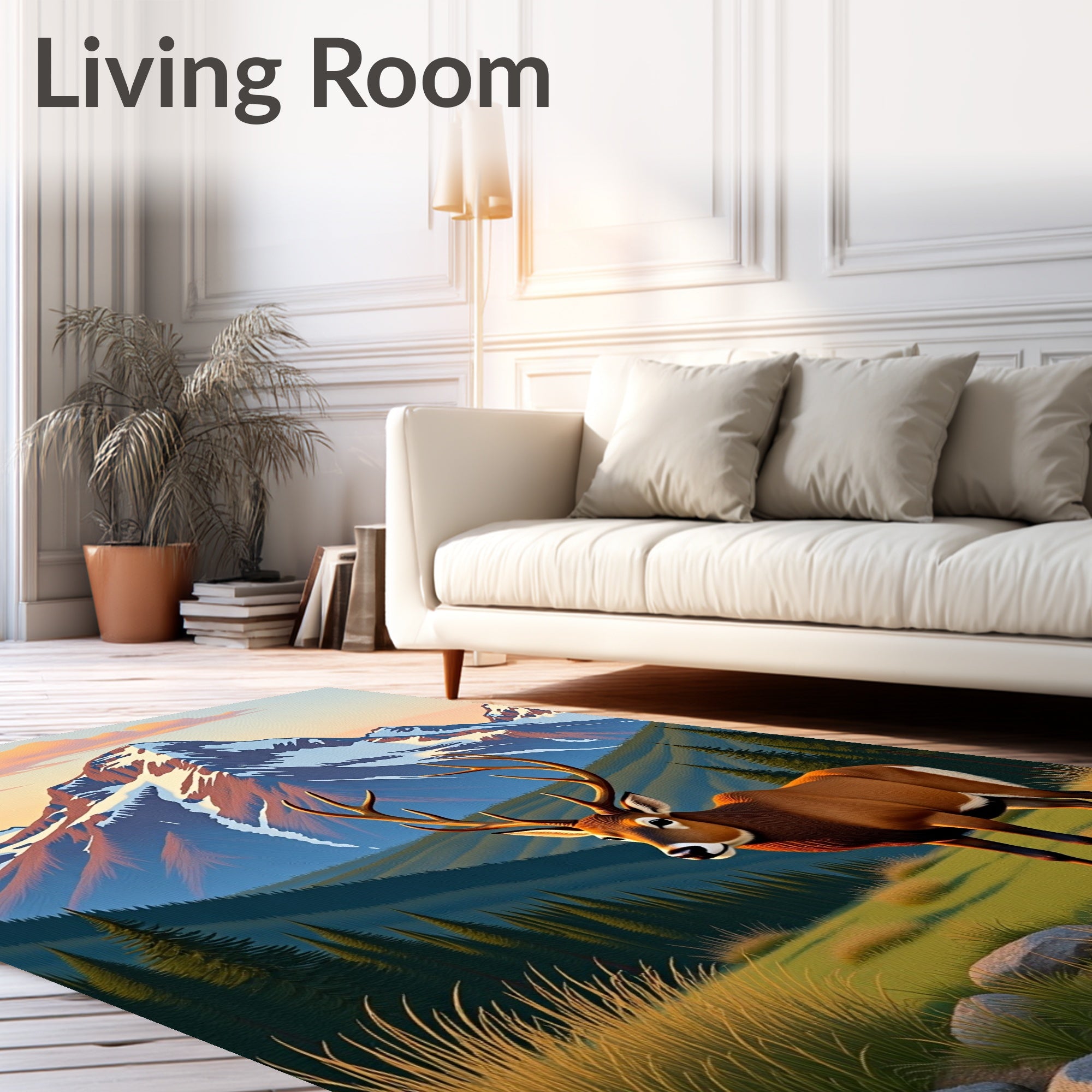 Majestic Elk Mountain Sunset Rug