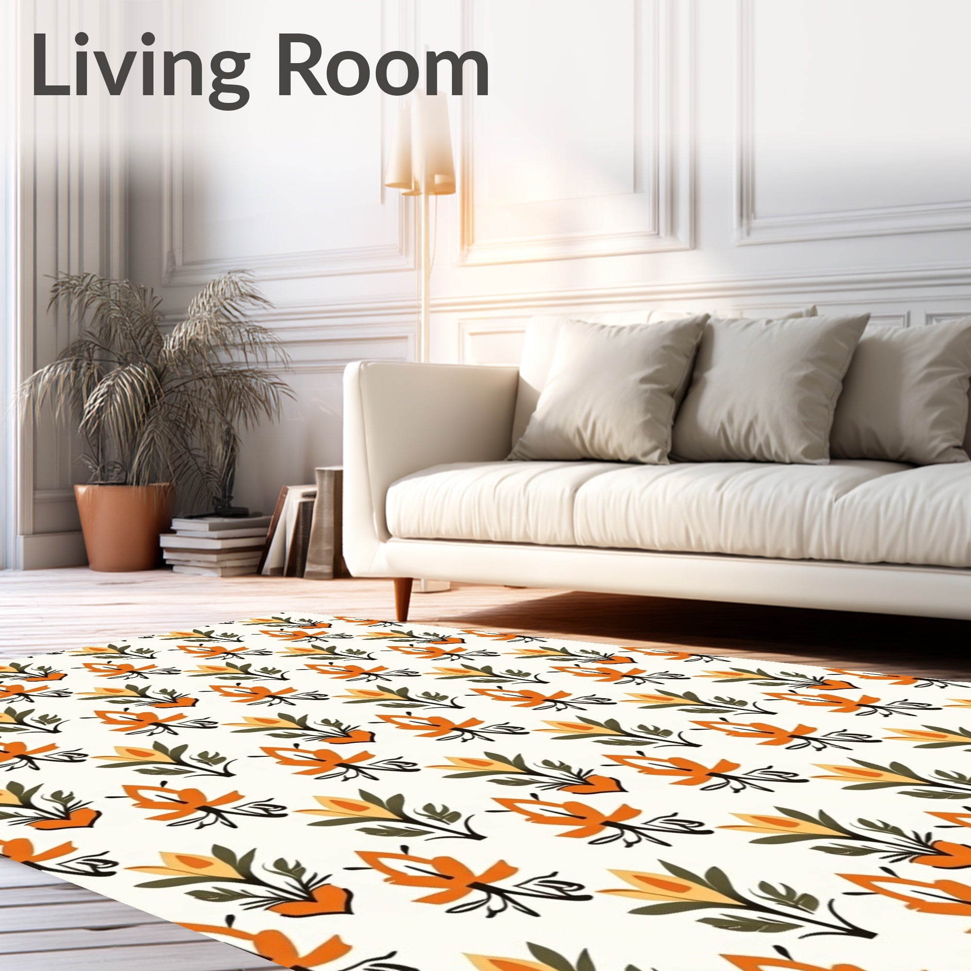 Retro Floral Stylized Motif Rug
