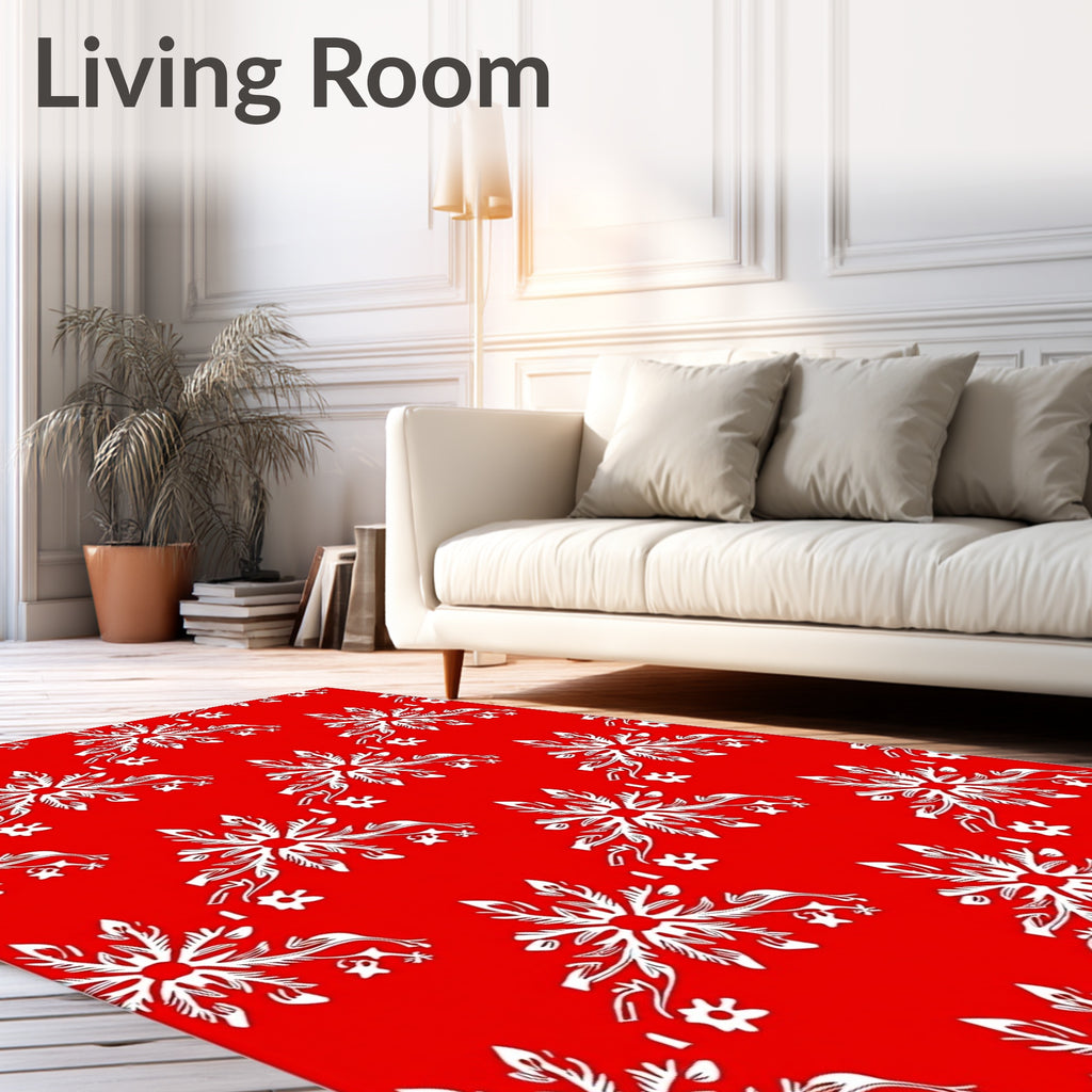 Red Snowflake Decorative Pattern Rug