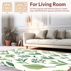 Natural Green Leaf Botanical Pattern Rug