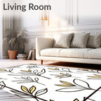 Line Art Botanical Leaf Pattern Rug