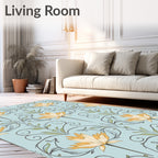 Light Blue Floral Art Nouveau Rug