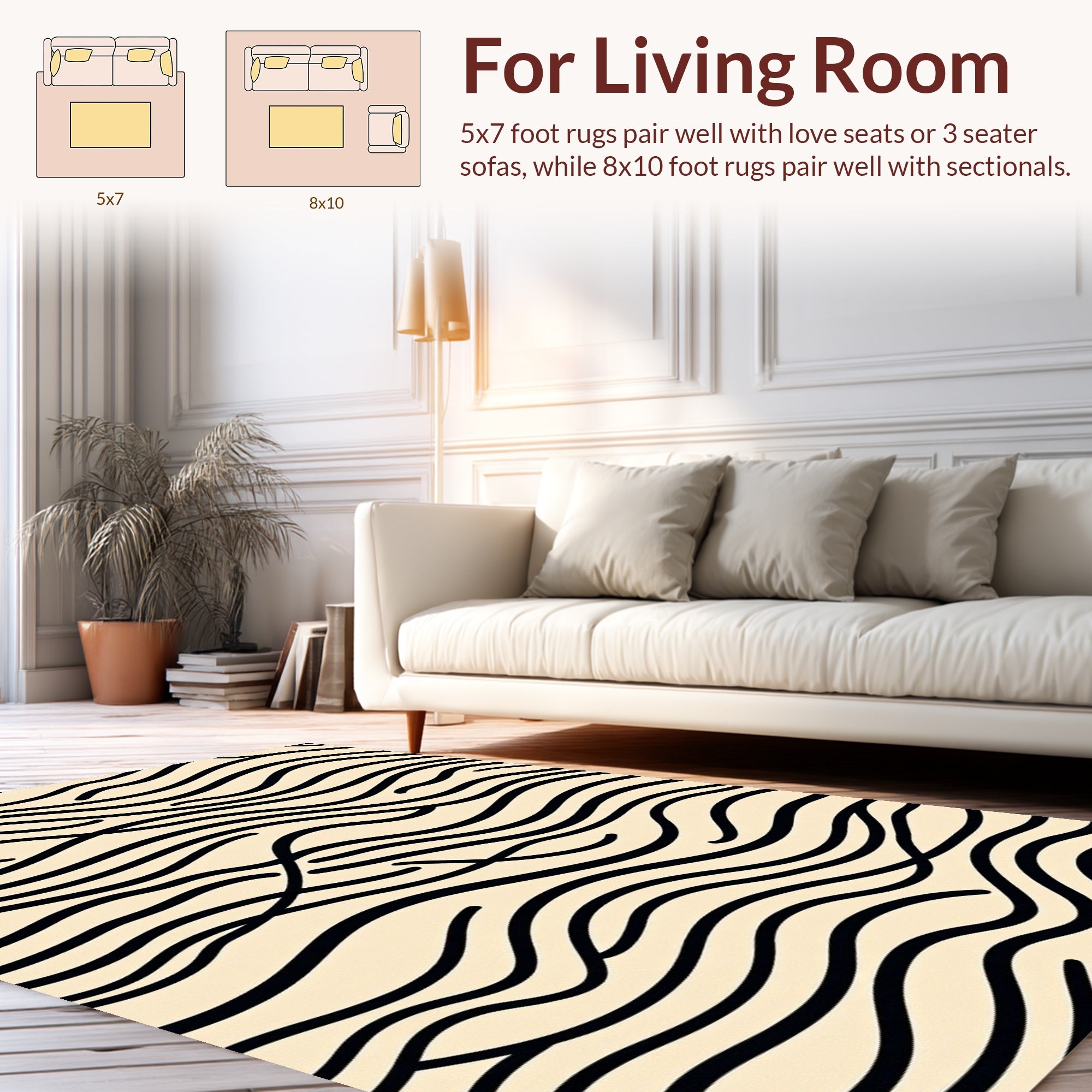 Bold Organic Wavy Lined Pattern Rug