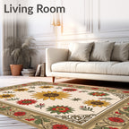 Floral Sunflower Rose Border Rug