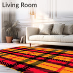 Bold Plaid Red Orange Black Pattern Rug