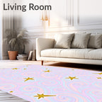 Golden Stars Swirl Pastel Pattern Rug