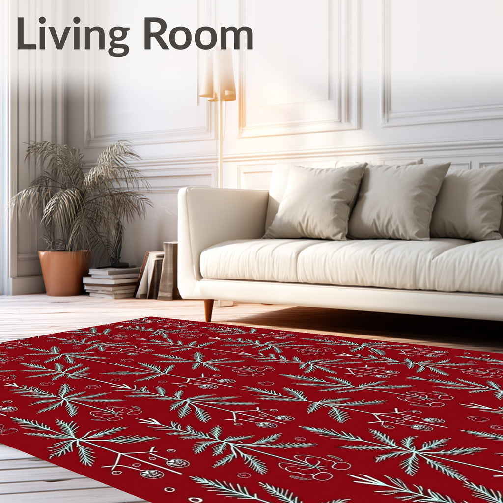 Festive Evergreen Pine Pattern Rug