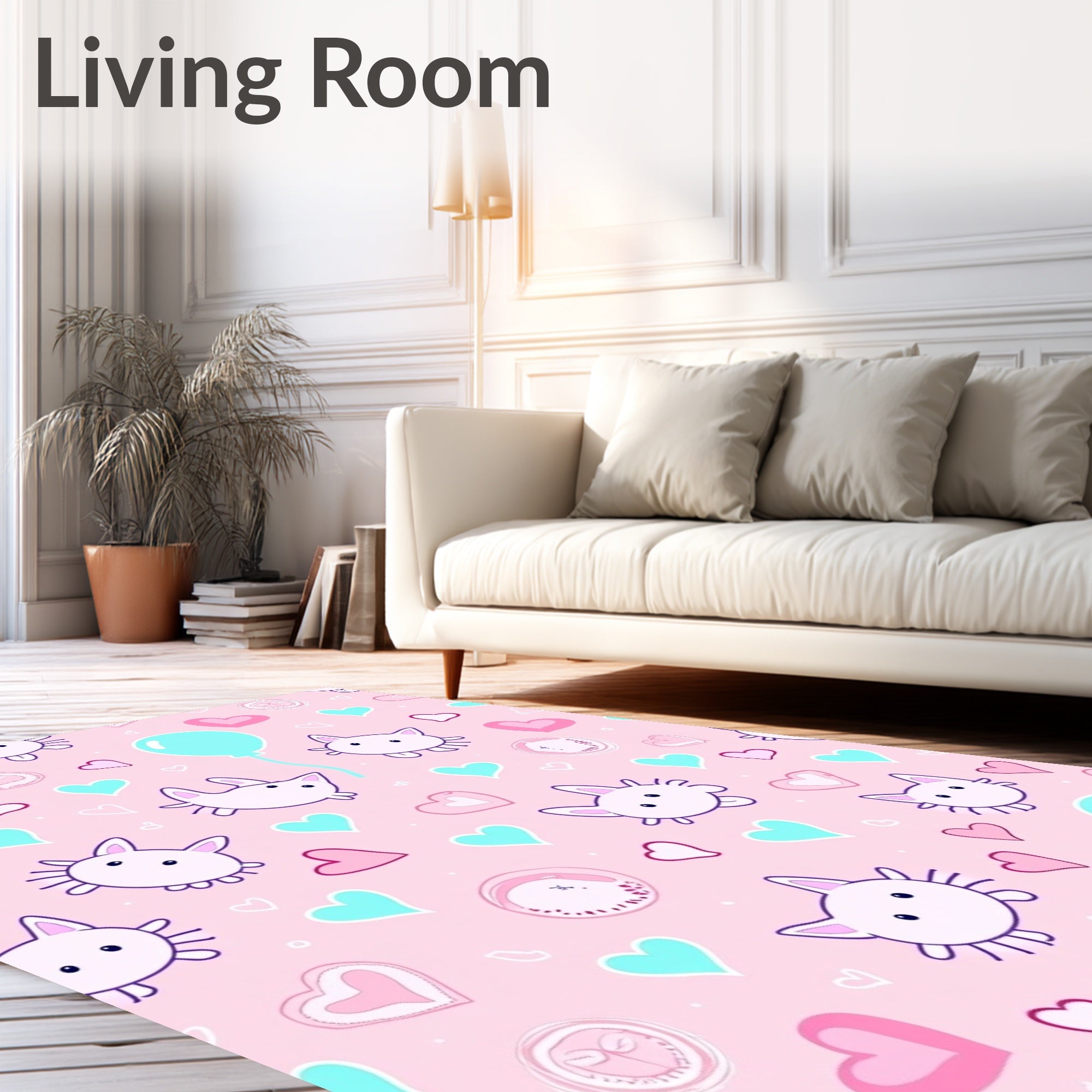 Cute Whimsical Creature Heart Pattern Rug