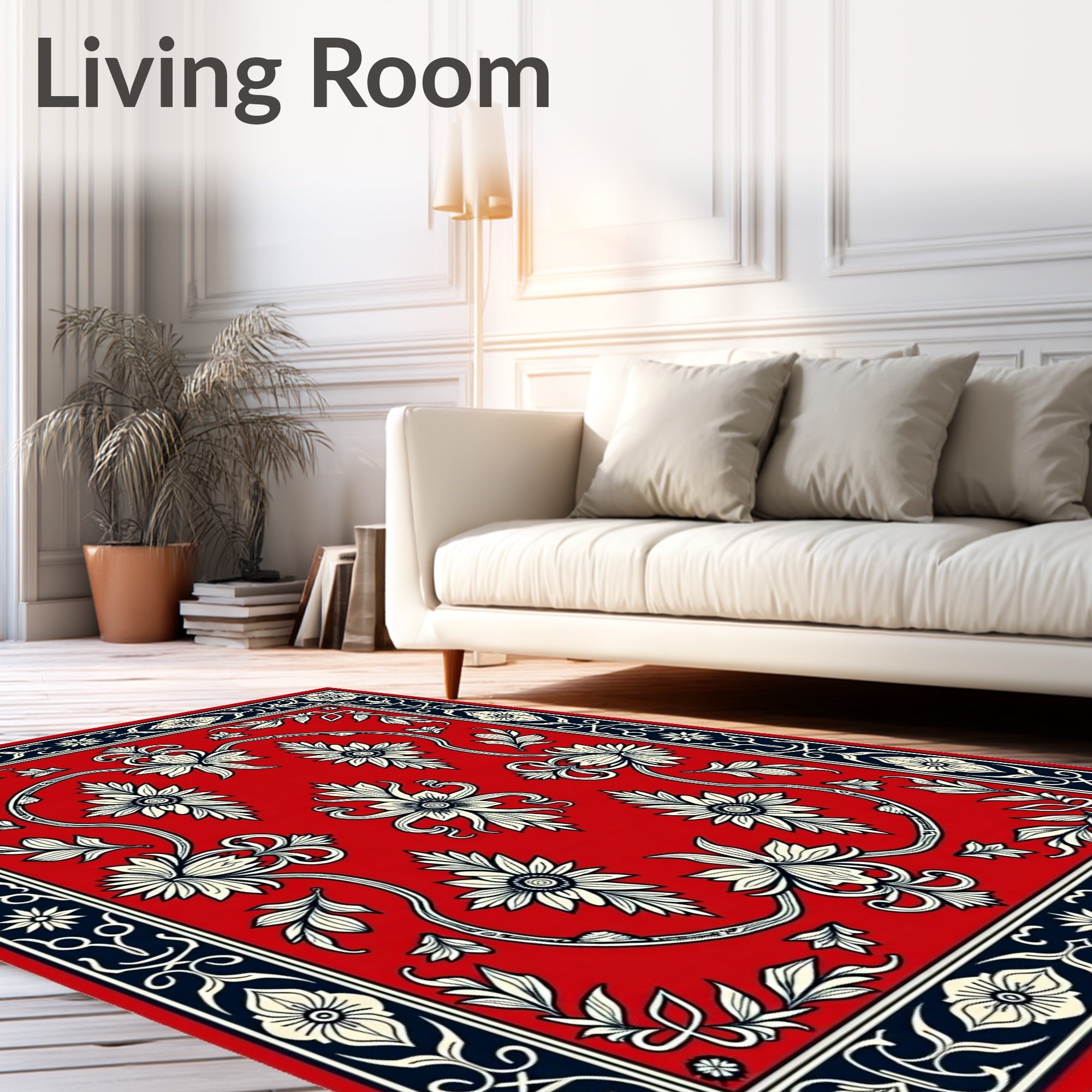 Red Floral Vine Classic Pattern Rug