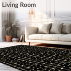 Geometric Starburst Black Golden Pattern Rug