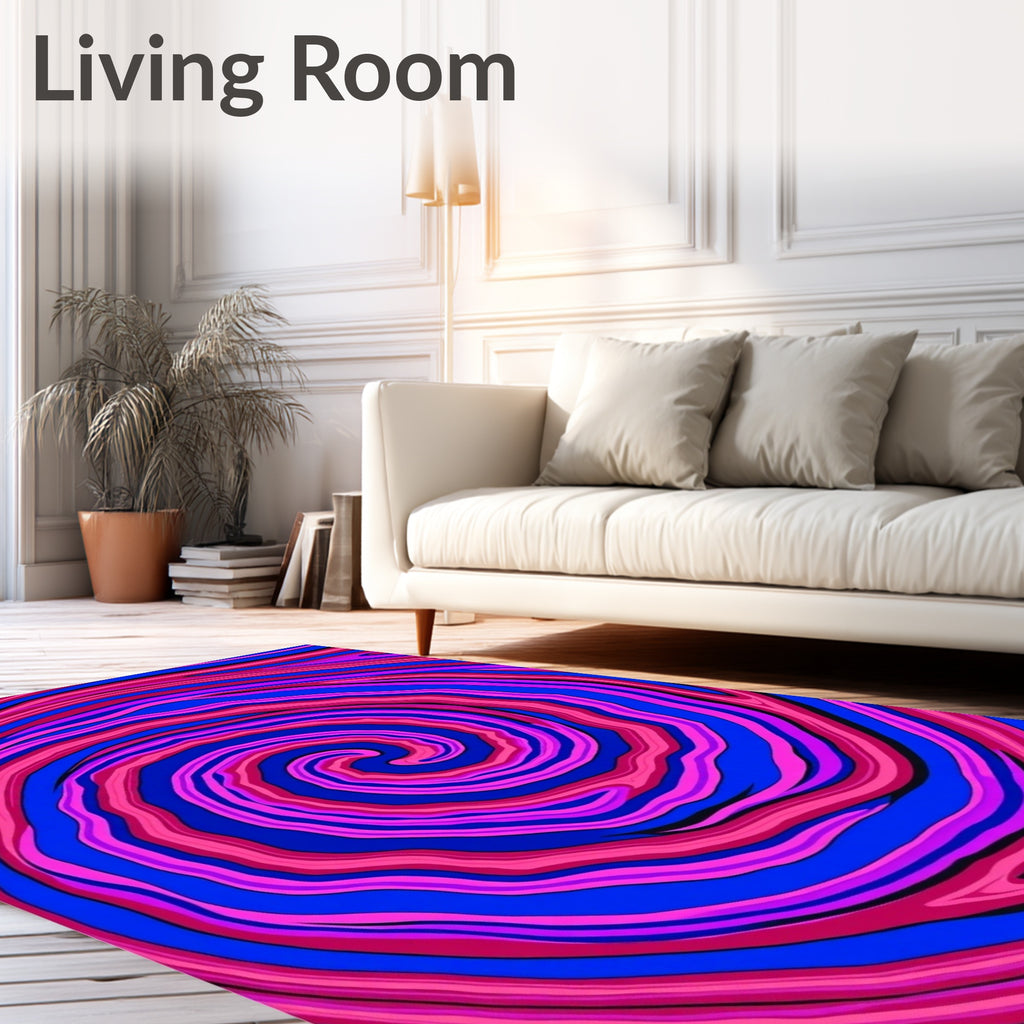 Vibrant Pink Blue Swirl Pattern Rug
